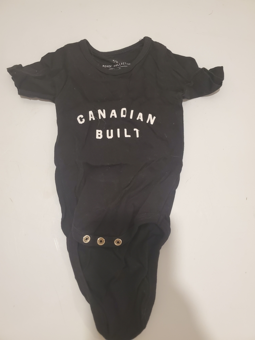 *Free* Peace Collective 3-6 Months Kids 'Canadian Built' Black Bodysuit